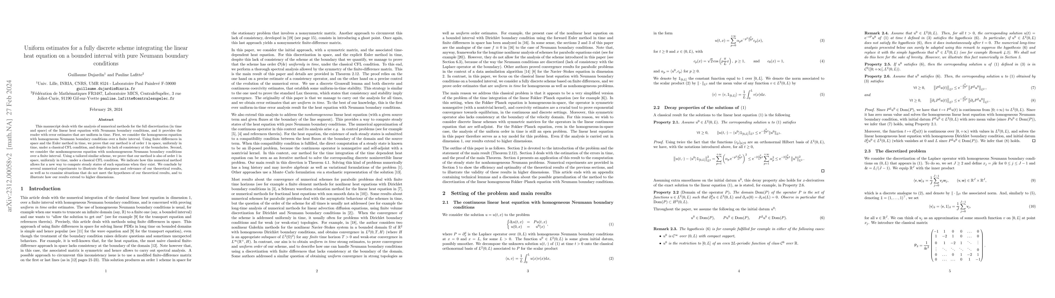 Thumbnail for Uniform estimates for a fully discrete scheme integrating the linear
  heat equation on a bounded interval with pure Neumann boundary conditions