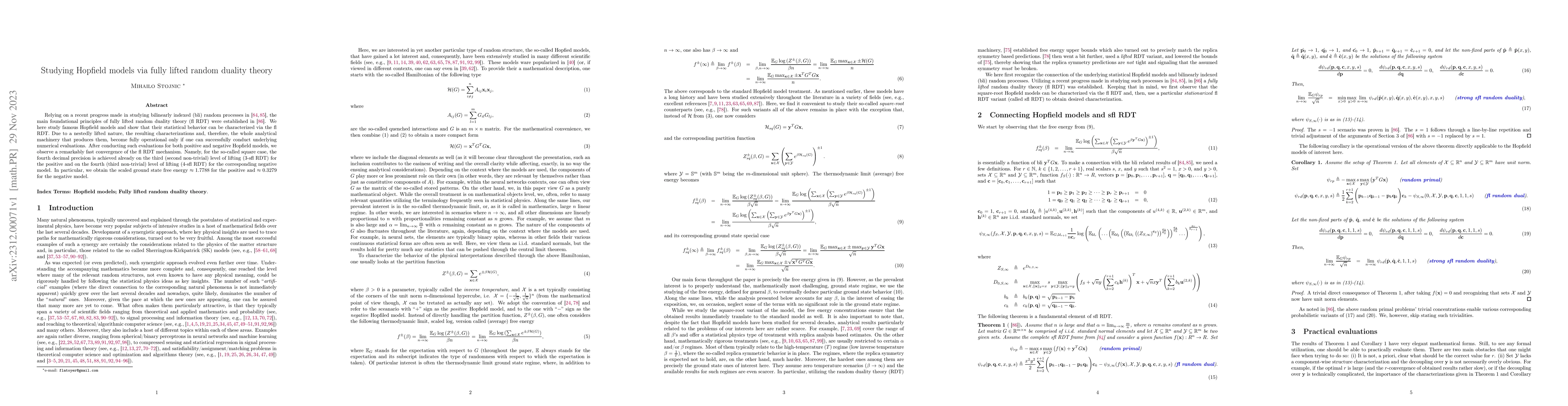 Thumbnail for Studying Hopfield models via fully lifted random duality theory