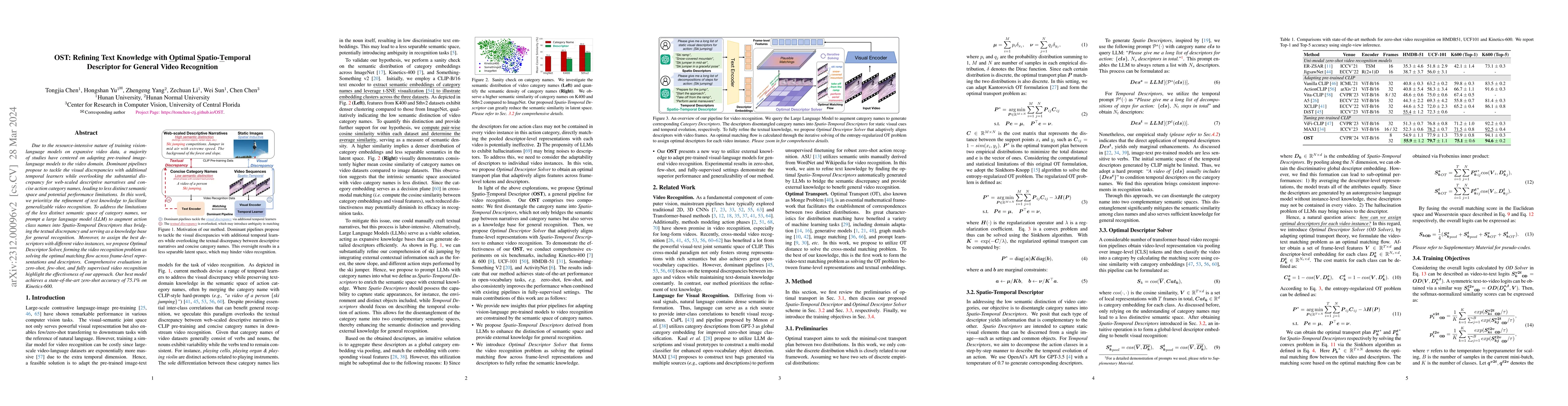 Thumbnail for OST: Refining Text Knowledge with Optimal Spatio-Temporal Descriptor for
  General Video Recognition