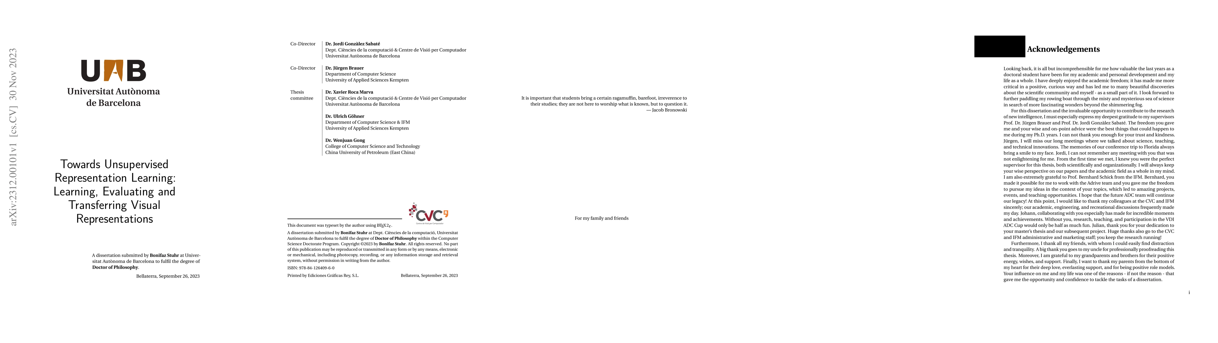 Thumbnail for Towards Unsupervised Representation Learning: Learning, Evaluating and
  Transferring Visual Representations