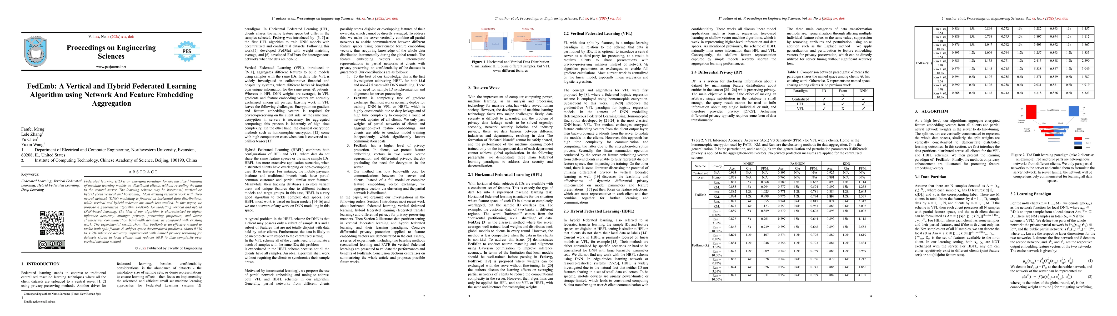 Thumbnail for FedEmb: A Vertical and Hybrid Federated Learning Algorithm using Network
  And Feature Embedding Aggregation