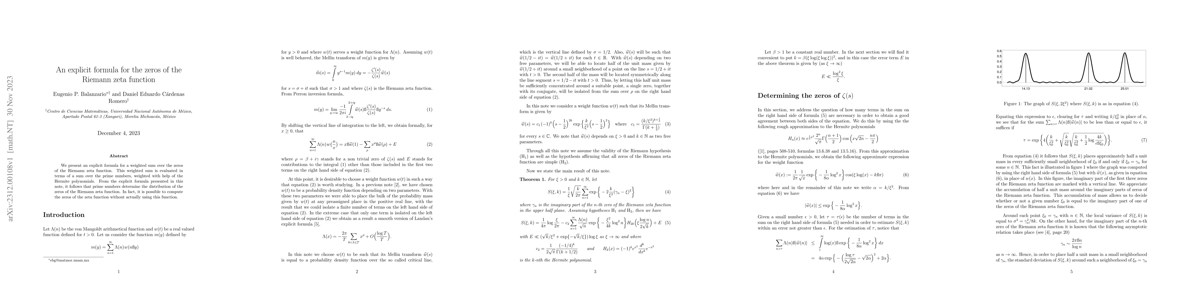 Thumbnail for An explicit formula for the zeros of the Riemann zeta function