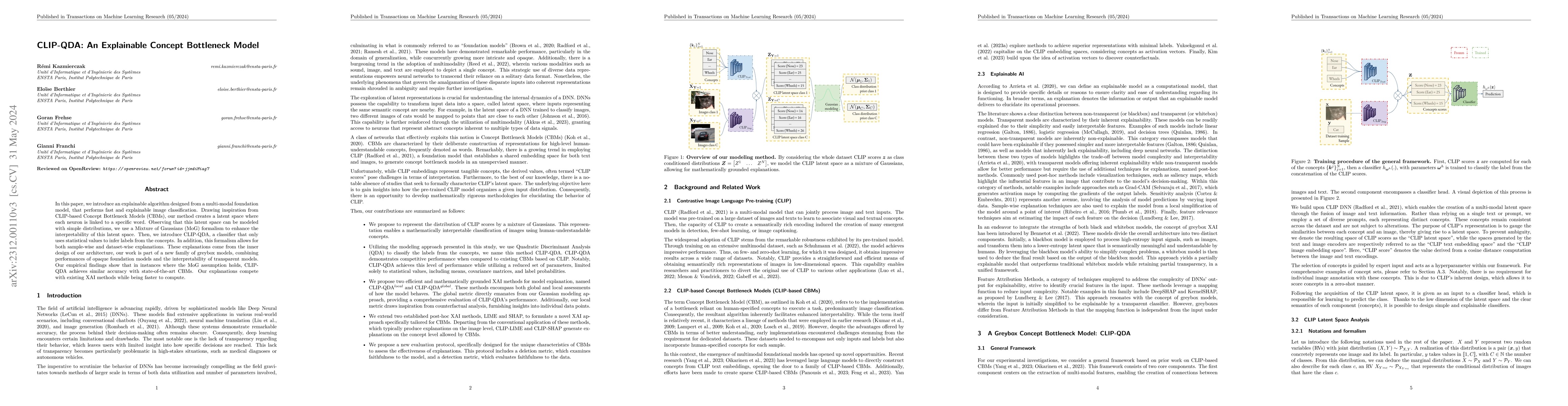 Thumbnail for CLIP-QDA: An Explainable Concept Bottleneck Model