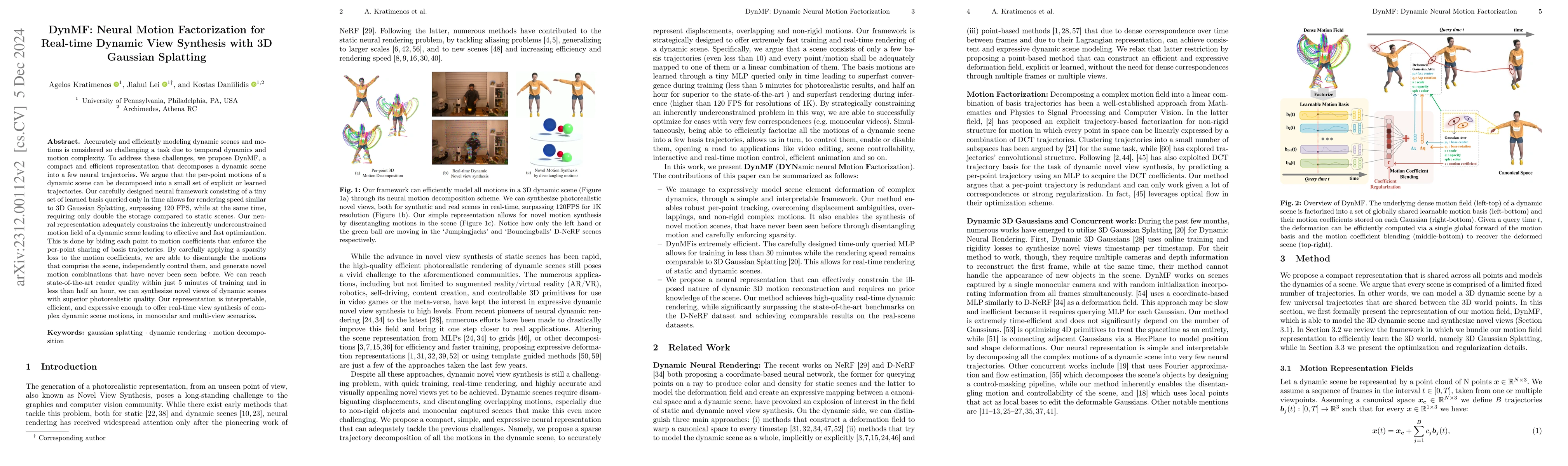 Thumbnail for DynMF: Neural Motion Factorization for Real-time Dynamic View Synthesis
  with 3D Gaussian Splatting