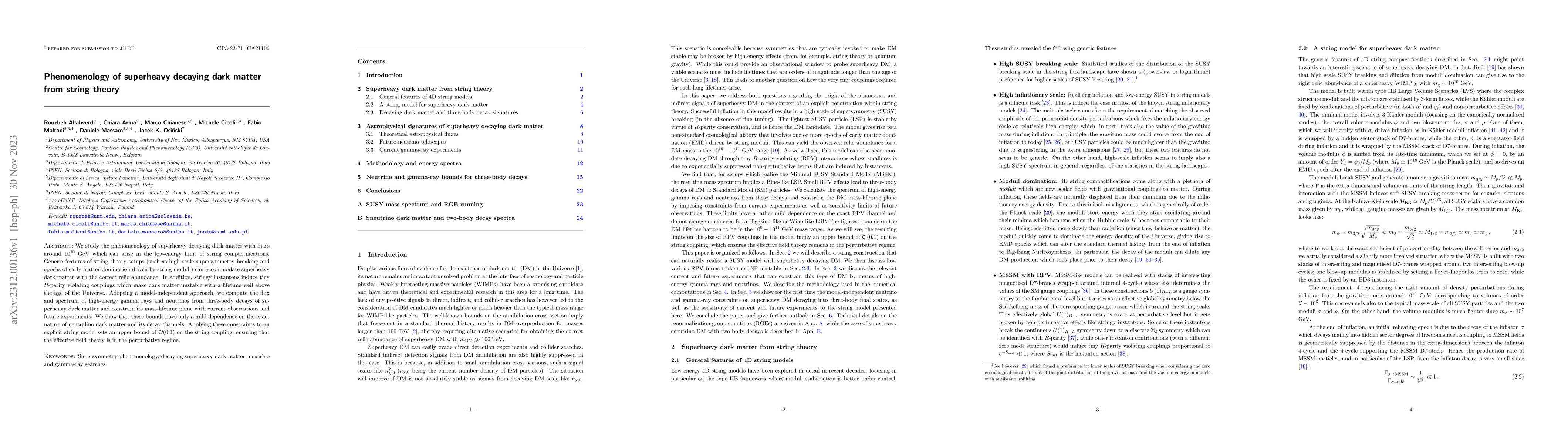 Thumbnail for Phenomenology of superheavy decaying dark matter from string theory
