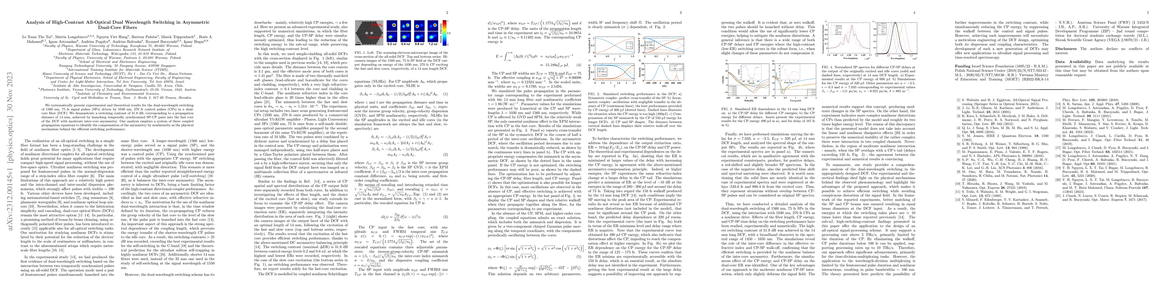 Thumbnail for Analysis of High-Contrast All-Optical Dual Wavelength Switching in
  Asymmetric Dual-Core Fibers