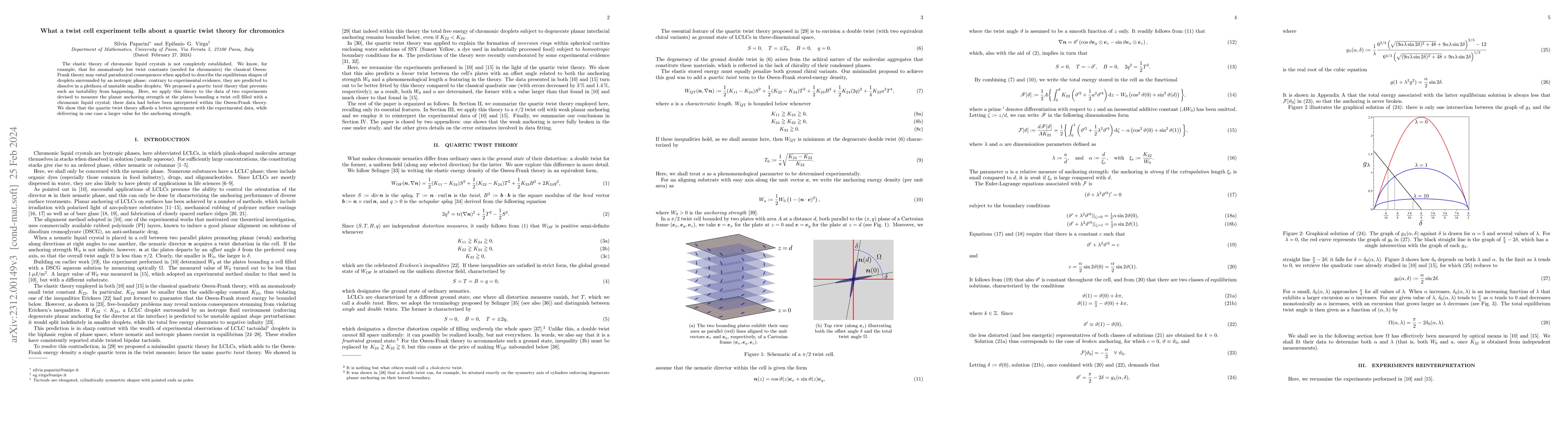 Thumbnail for What a twist cell experiment tells about a quartic twist theory for
  chromonics