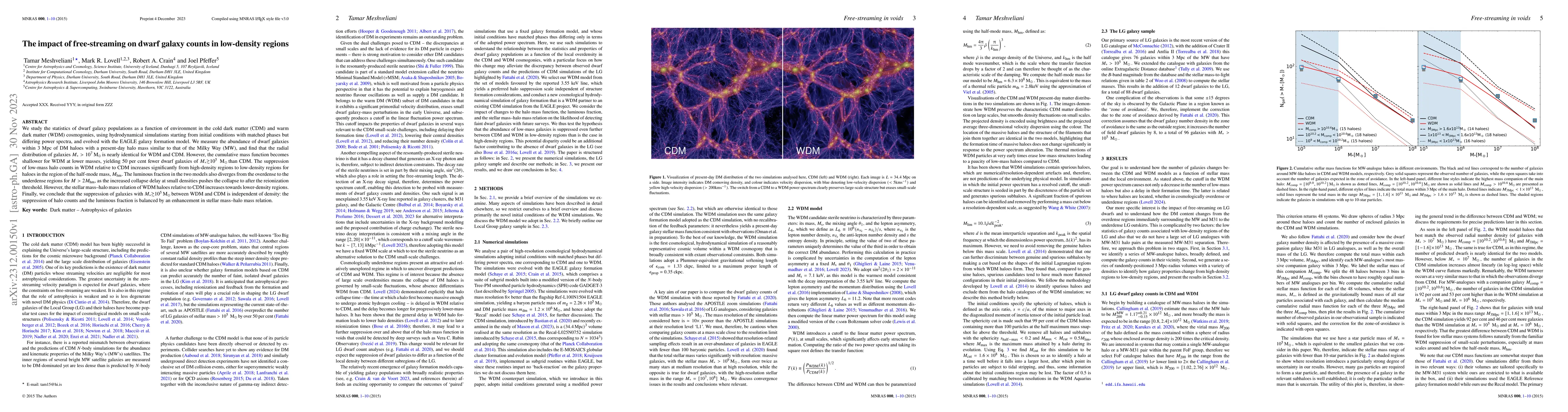 Thumbnail for The impact of free-streaming on dwarf galaxy counts in low-density
  regions
