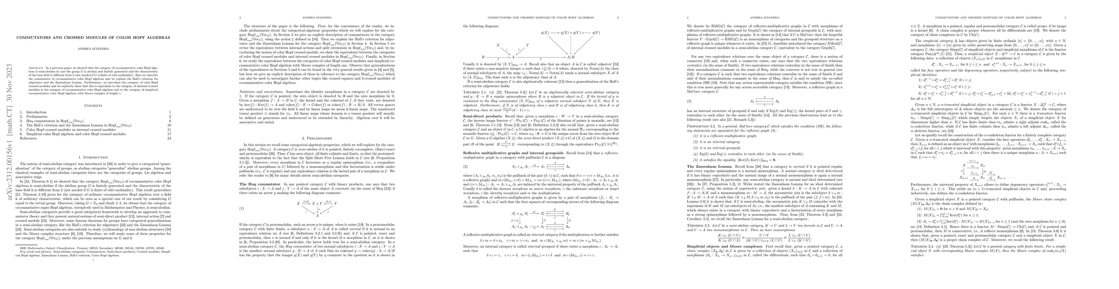 Thumbnail for Commutators and crossed modules of color Hopf algebras