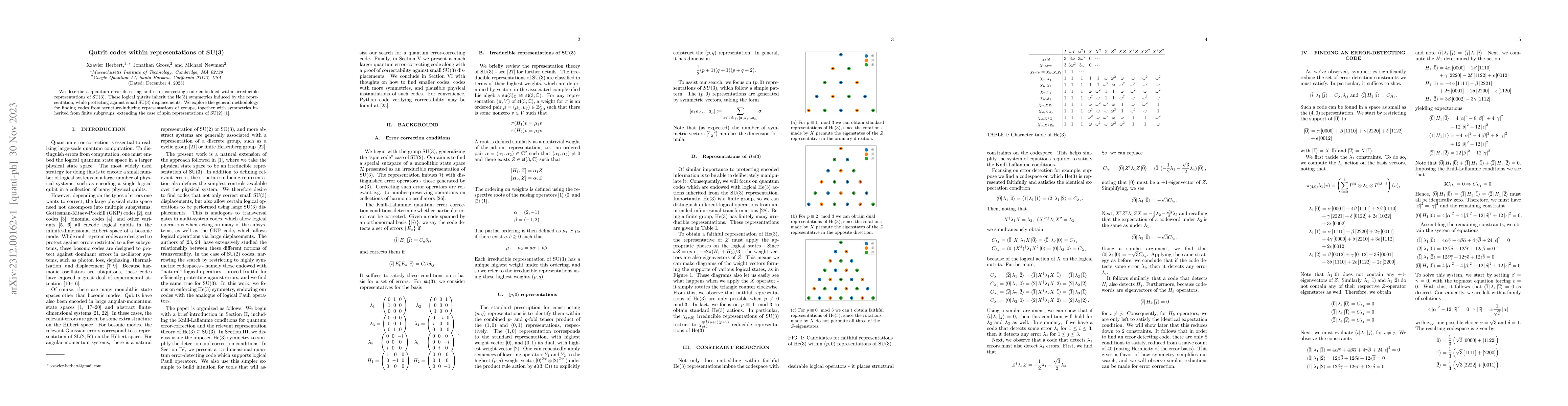 Thumbnail for Qutrit codes within representations of SU(3)