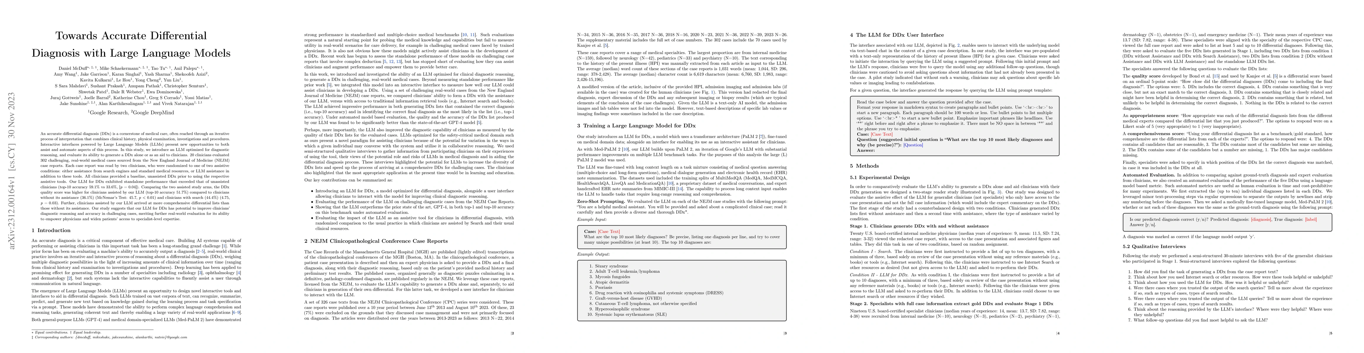 Thumbnail for Towards Accurate Differential Diagnosis with Large Language Models