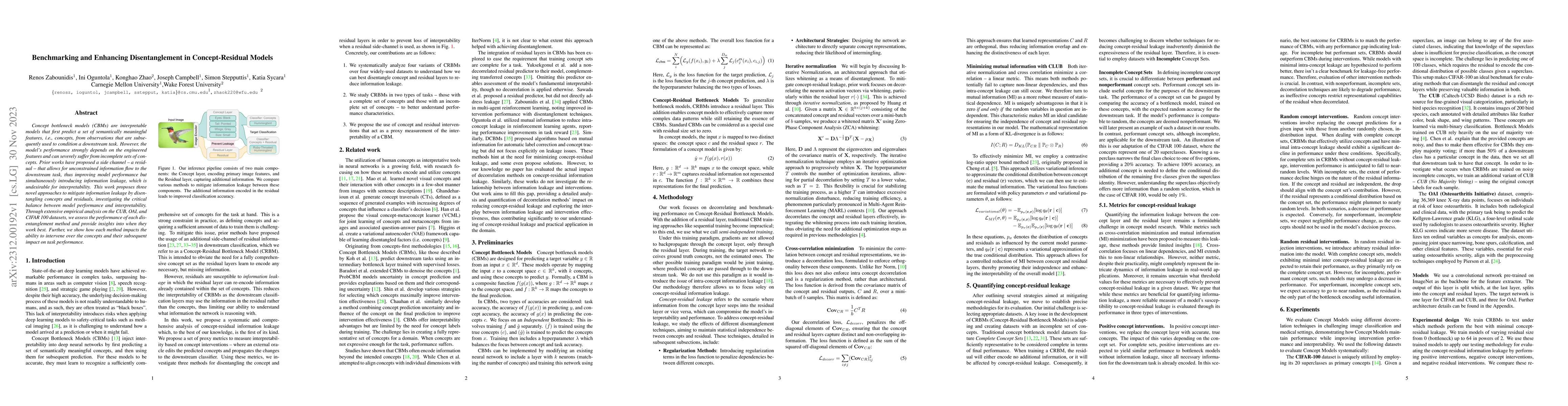 Thumbnail for Benchmarking and Enhancing Disentanglement in Concept-Residual Models