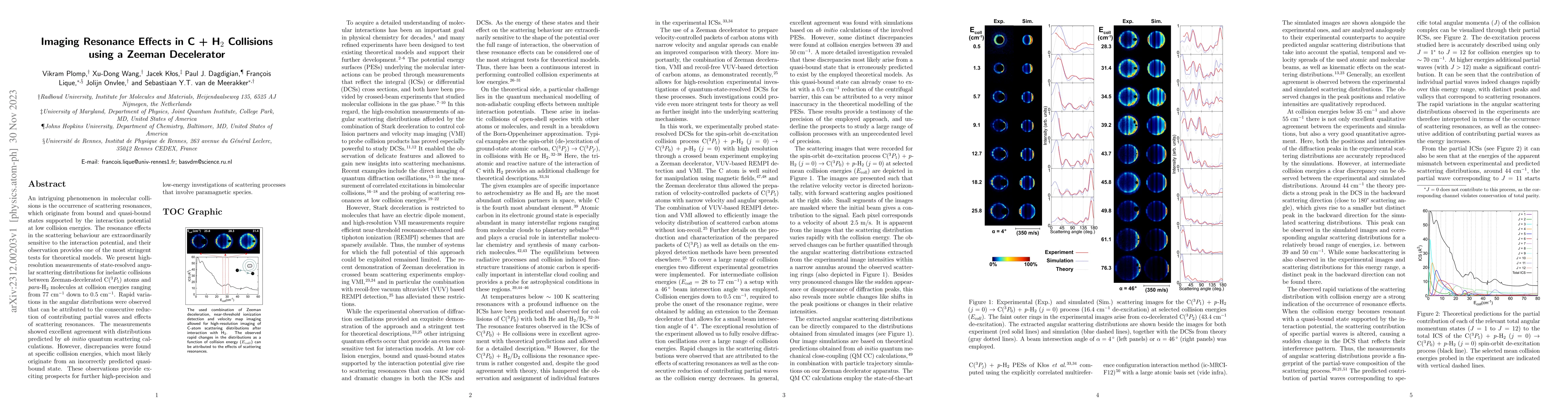 Thumbnail for Imaging Resonance Effects in C + H$_2$ Collisions using a Zeeman
  Decelerator