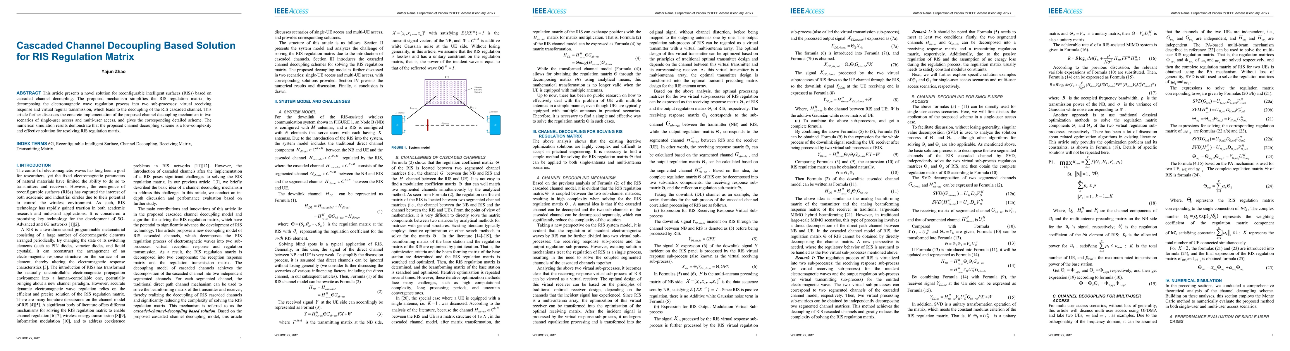 Thumbnail for Cascaded Channel Decoupling Based Solution for RIS Regulation Matrix