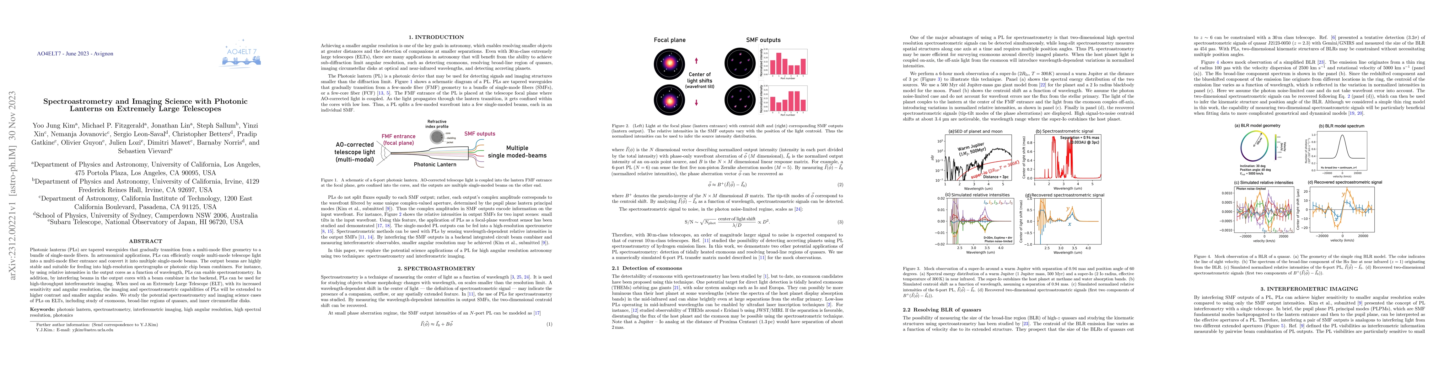 Thumbnail for Spectroastrometry and Imaging Science with Photonic Lanterns on
  Extremely Large Telescopes