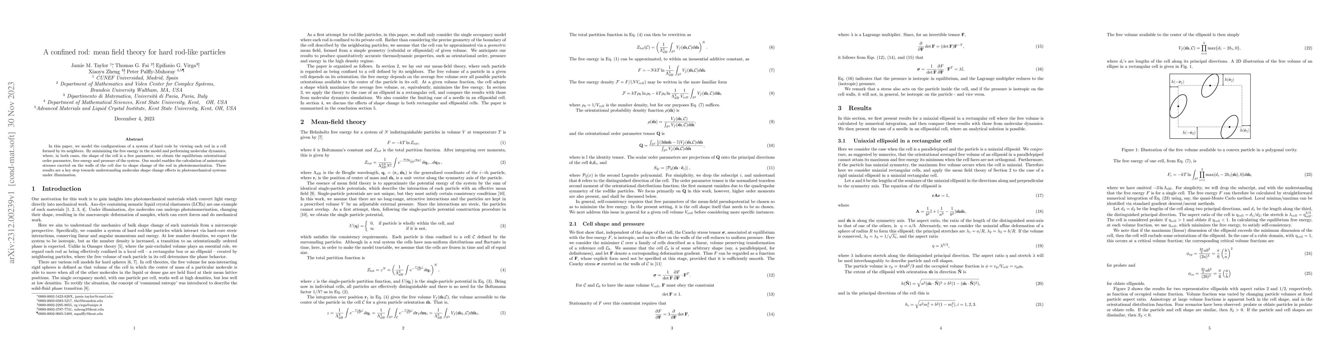 Thumbnail for A confined rod: mean field theory for hard rod-like particles