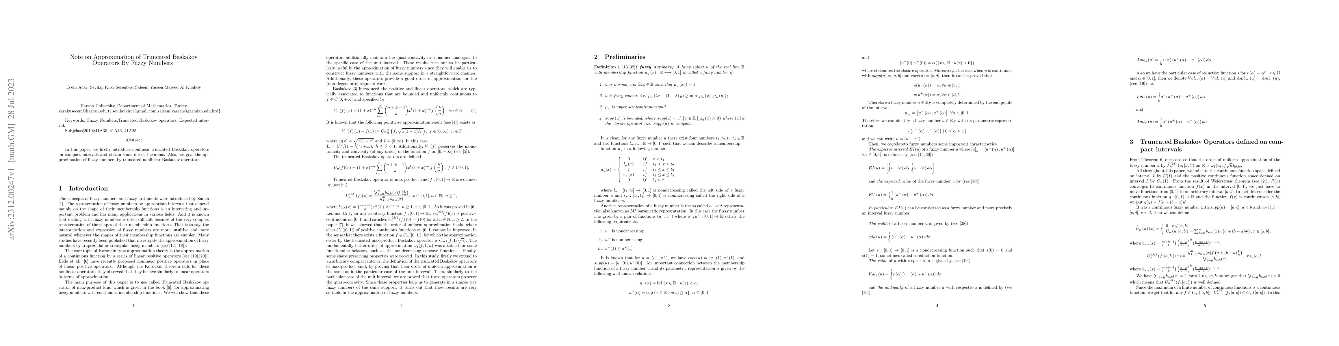 Thumbnail for Note on approximation of truncated Baskakov operators by Fuzzy numbers