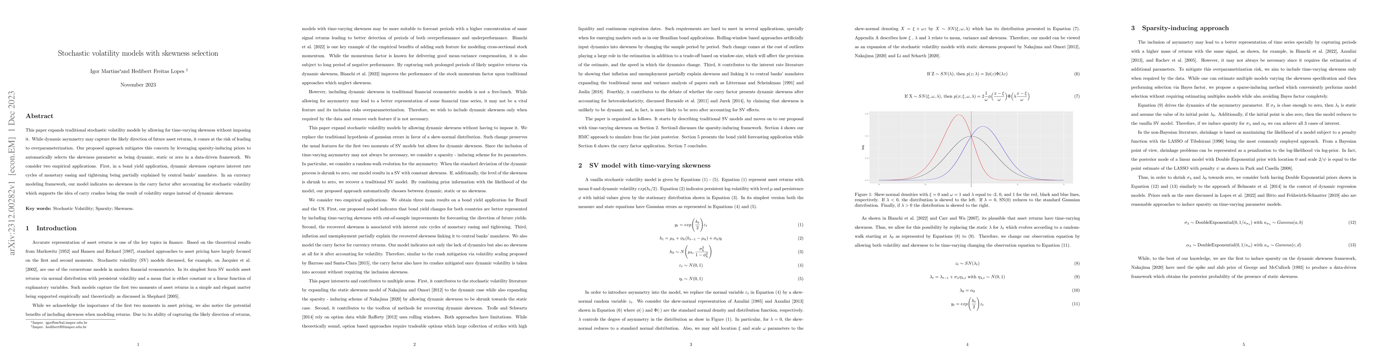 Thumbnail for Stochastic volatility models with skewness selection