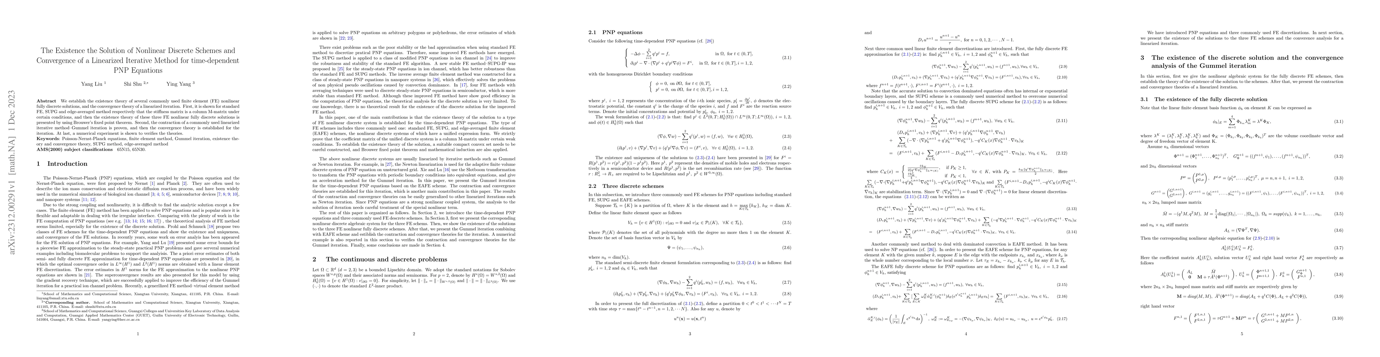 Thumbnail for The Existence the Solution of Nonlinear Discrete Schemes and Convergence
  of a Linearized Iterative Method for time-dependent PNP Equations