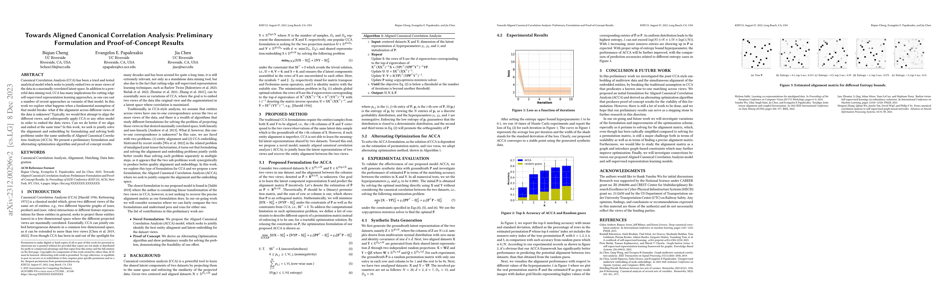 Thumbnail for Towards Aligned Canonical Correlation Analysis: Preliminary Formulation
  and Proof-of-Concept Results