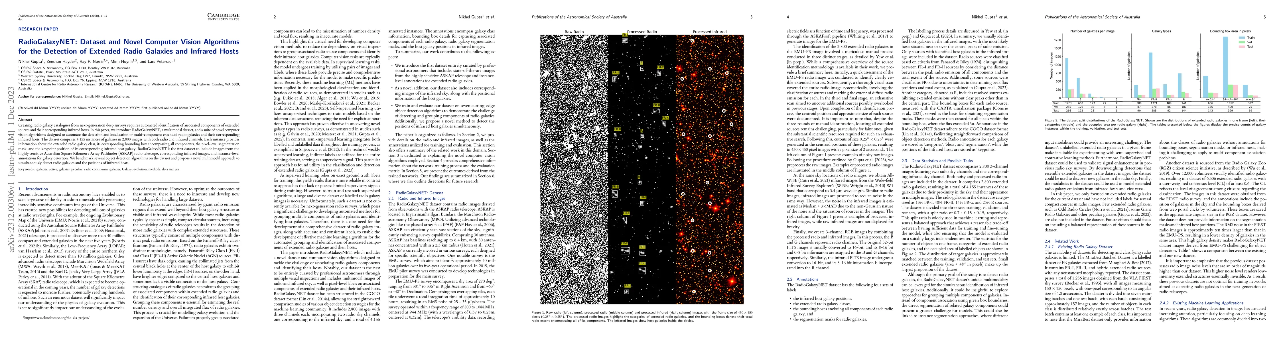Thumbnail for RadioGalaxyNET: Dataset and Novel Computer Vision Algorithms for the
  Detection of Extended Radio Galaxies and Infrared Hosts