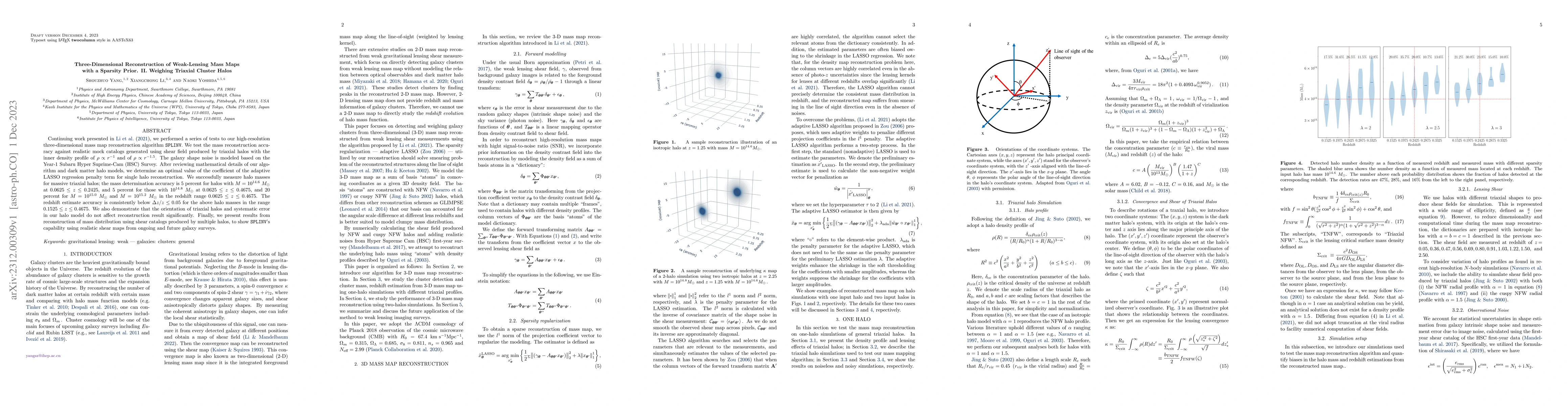 Thumbnail for Three-Dimensional Reconstruction of Weak-Lensing Mass Maps with a
  Sparsity Prior. II. Weighing Triaxial Cluster Halos