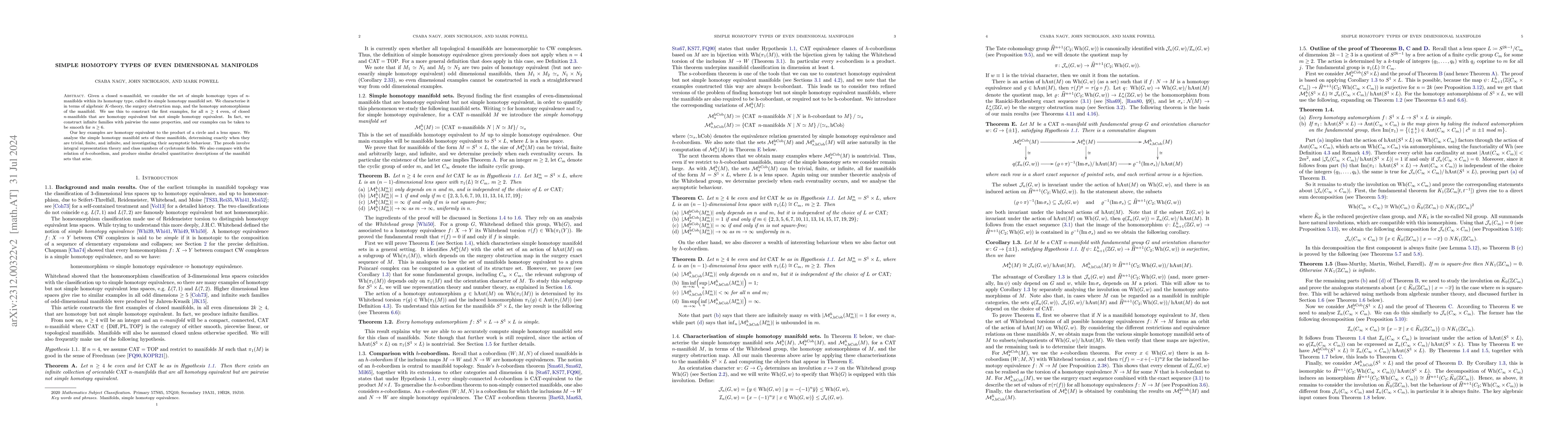 Thumbnail for Simple homotopy types of even dimensional manifolds
