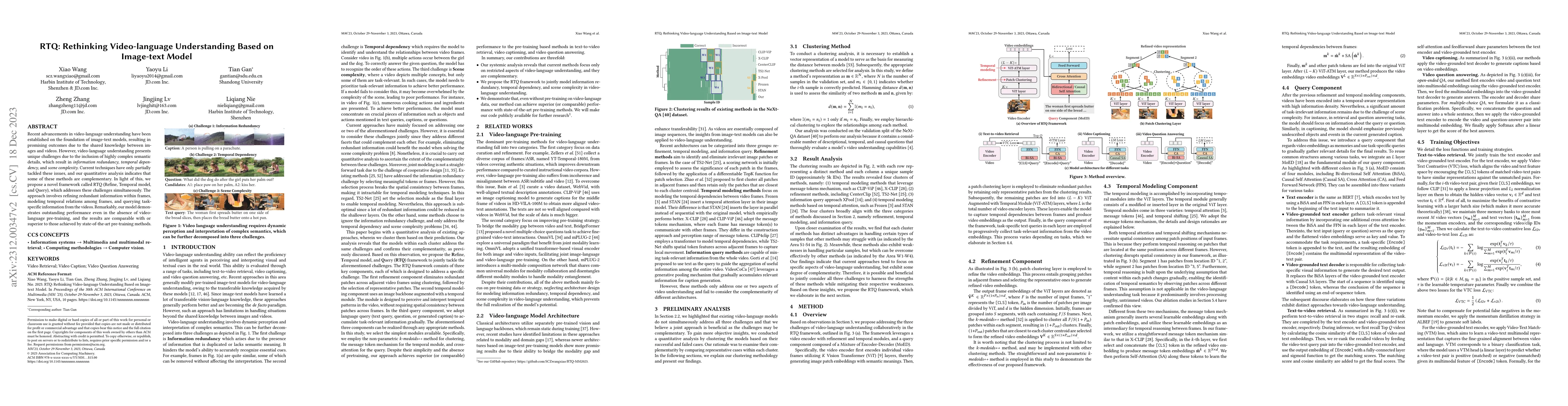 Thumbnail for RTQ: Rethinking Video-language Understanding Based on Image-text Model