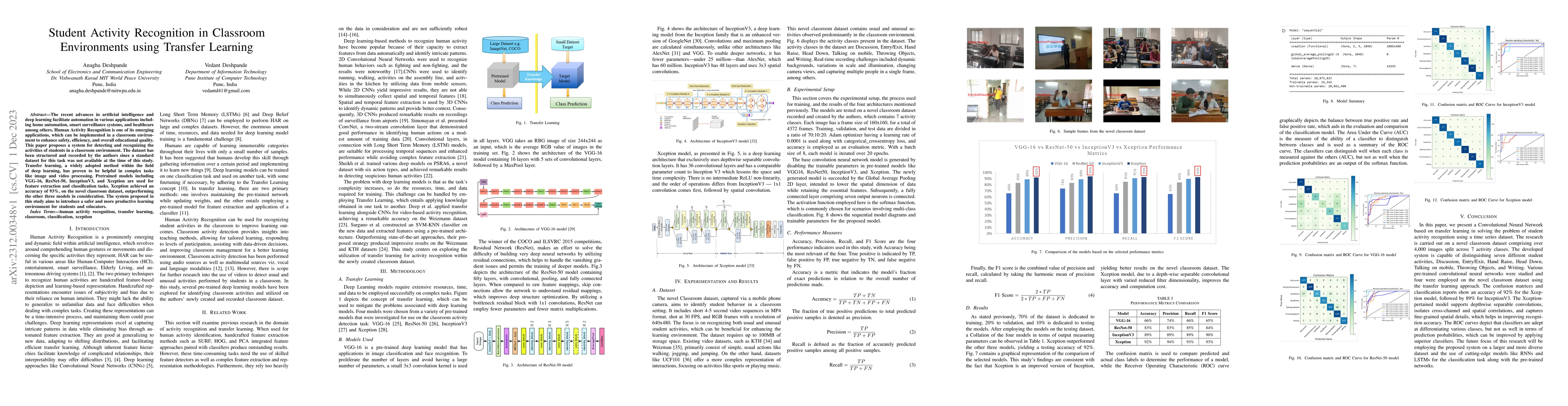 Thumbnail for Student Activity Recognition in Classroom Environments using Transfer
  Learning