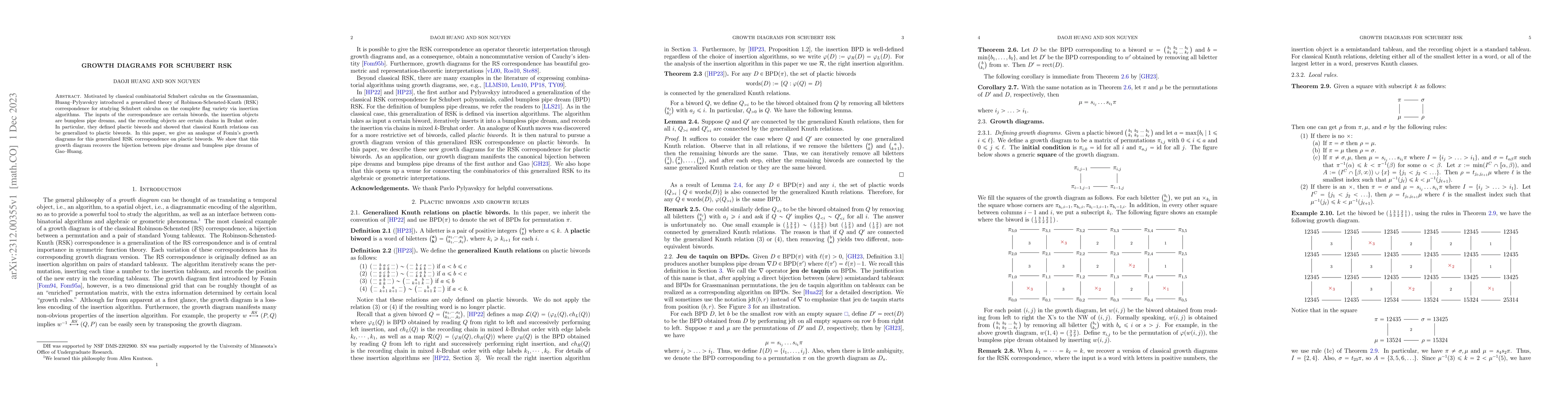 Thumbnail for Growth Diagrams for Schubert RSK