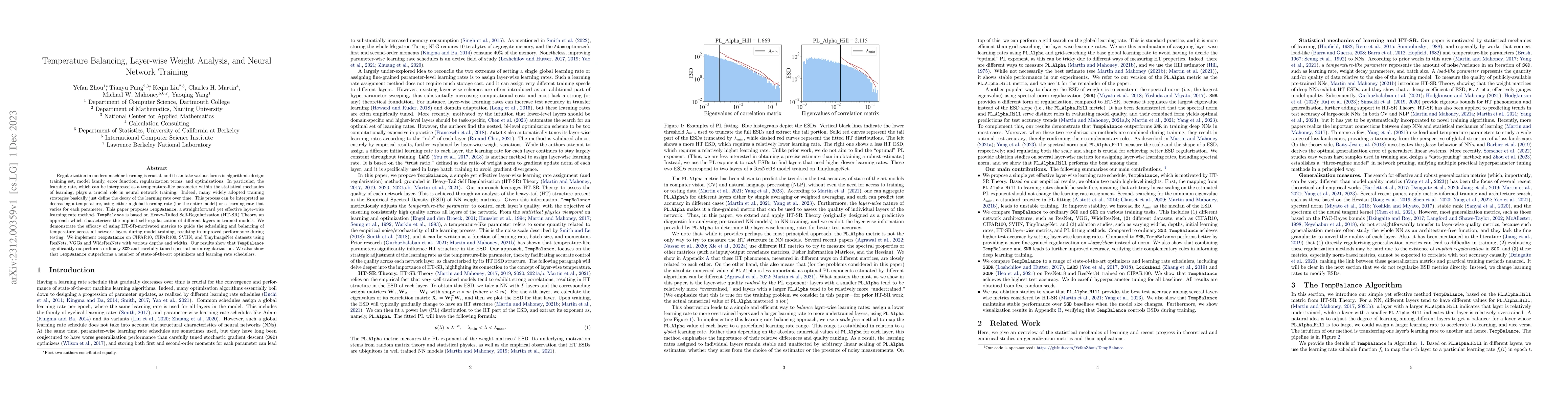 Thumbnail for Temperature Balancing, Layer-wise Weight Analysis, and Neural Network
  Training