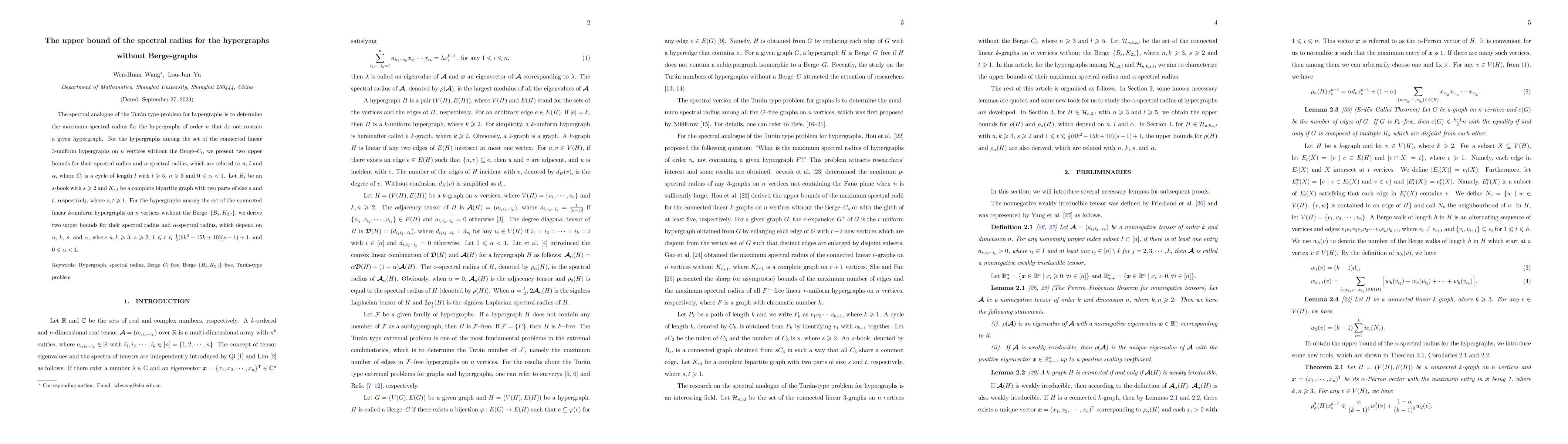 Thumbnail for The upper bound of the spectral radius for the hypergraphs without
  Berge-graphs