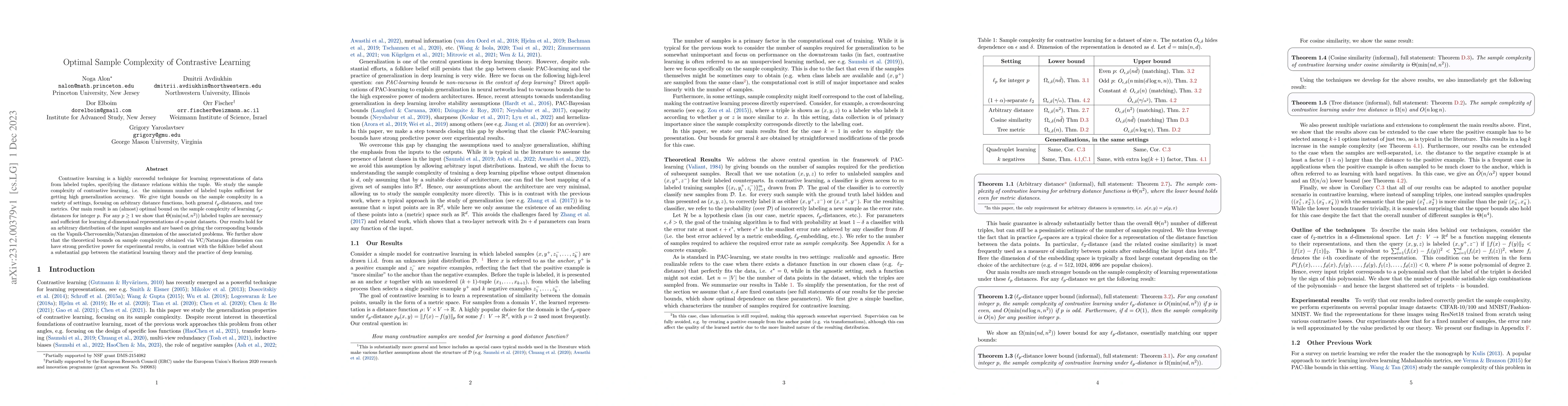Thumbnail for Optimal Sample Complexity of Contrastive Learning