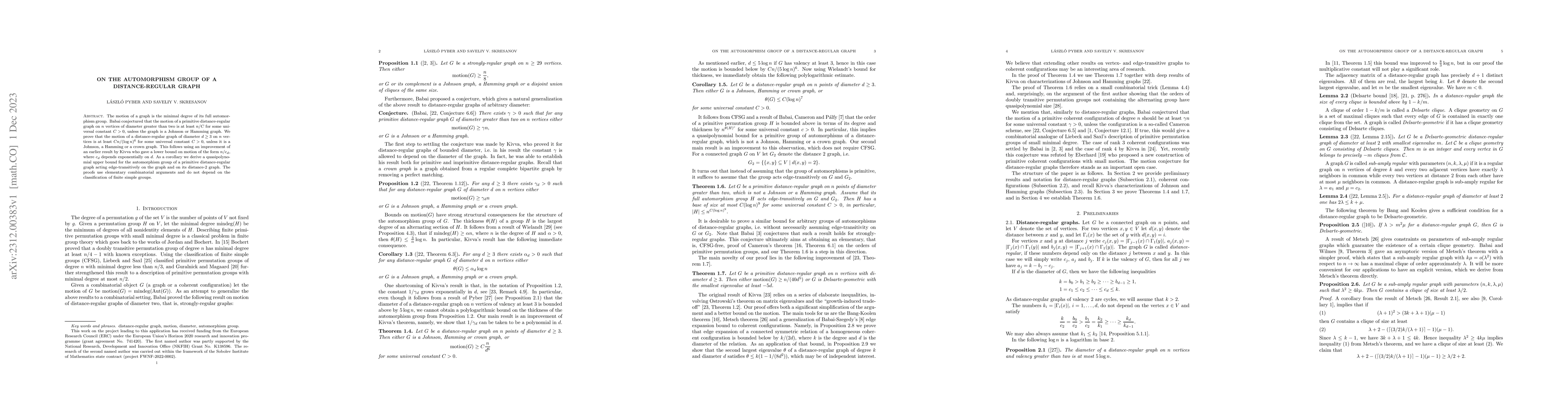Thumbnail for On the automorphism group of a distance-regular graph