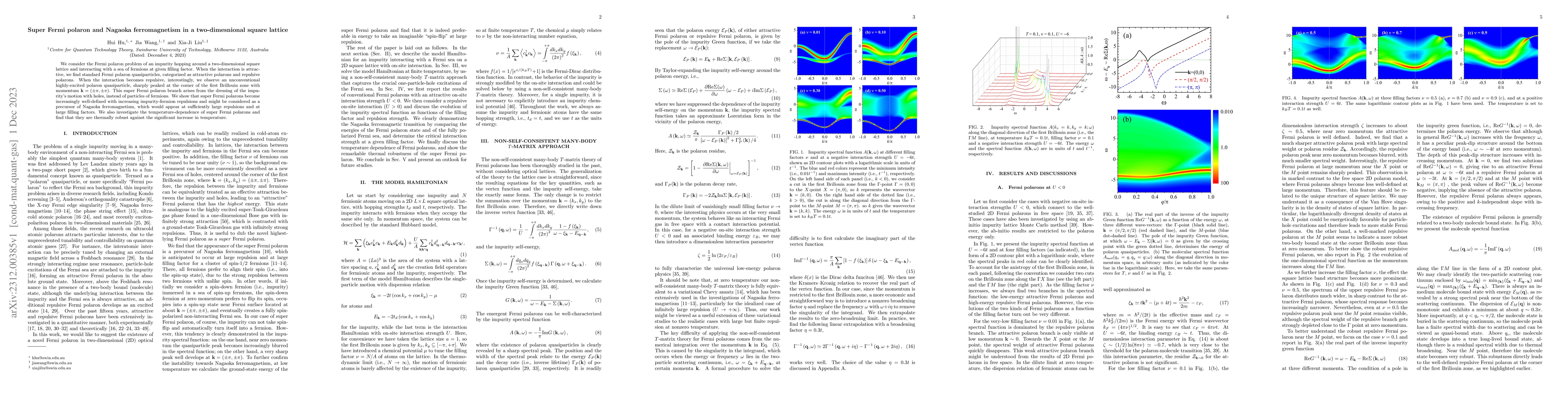 Thumbnail for Super Fermi polaron and Nagaoka ferromagnetism in a two-dimesnional
  square lattice