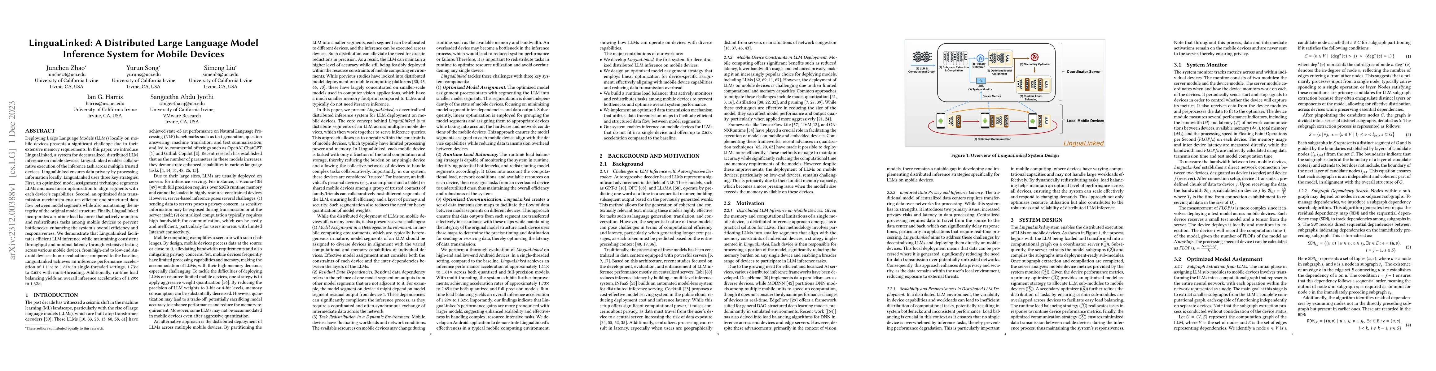 Thumbnail for LinguaLinked: A Distributed Large Language Model Inference System for
  Mobile Devices