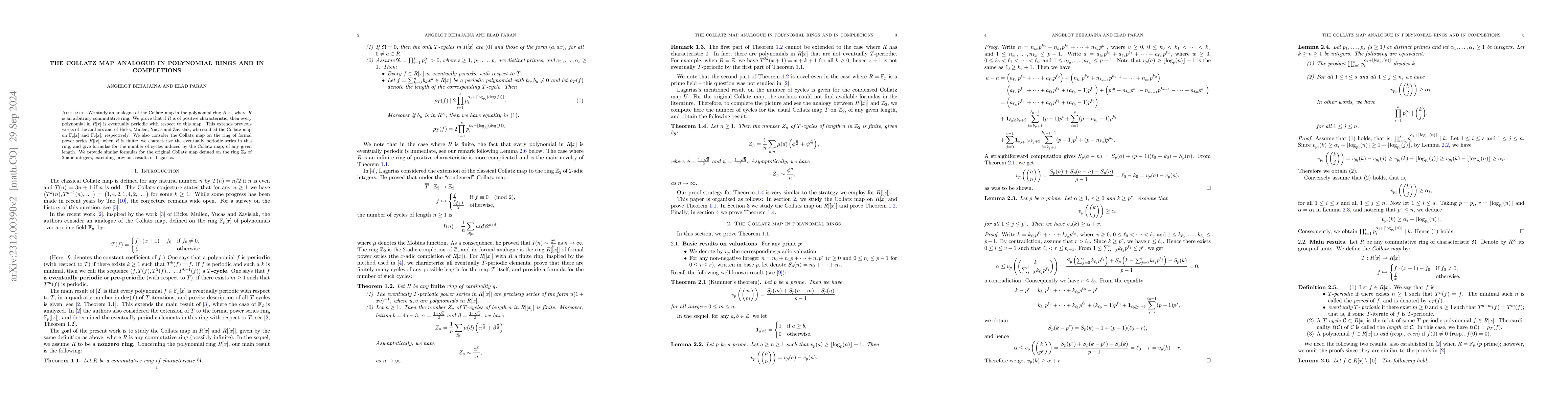 Thumbnail for The Collatz map in polynomial rings and in completions