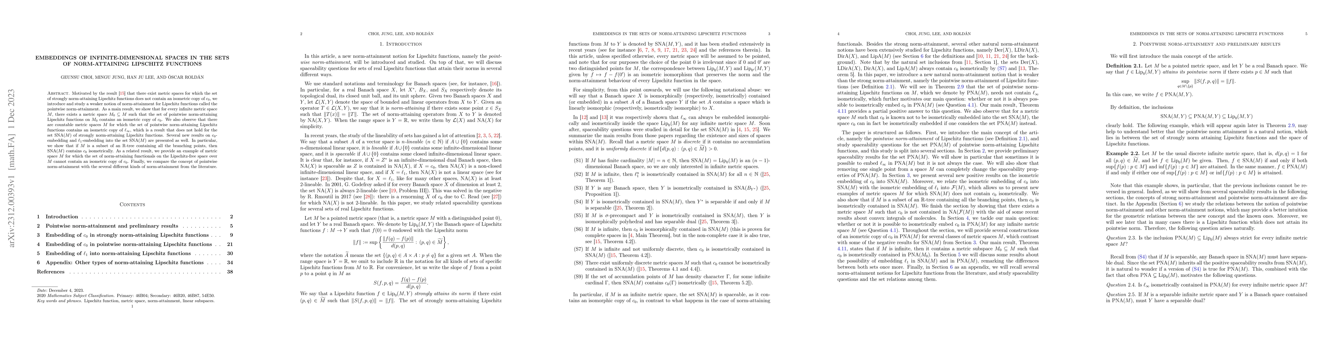 Thumbnail for Embeddings of infinite-dimensional spaces in the sets of norm-attaining
  Lipschitz functions