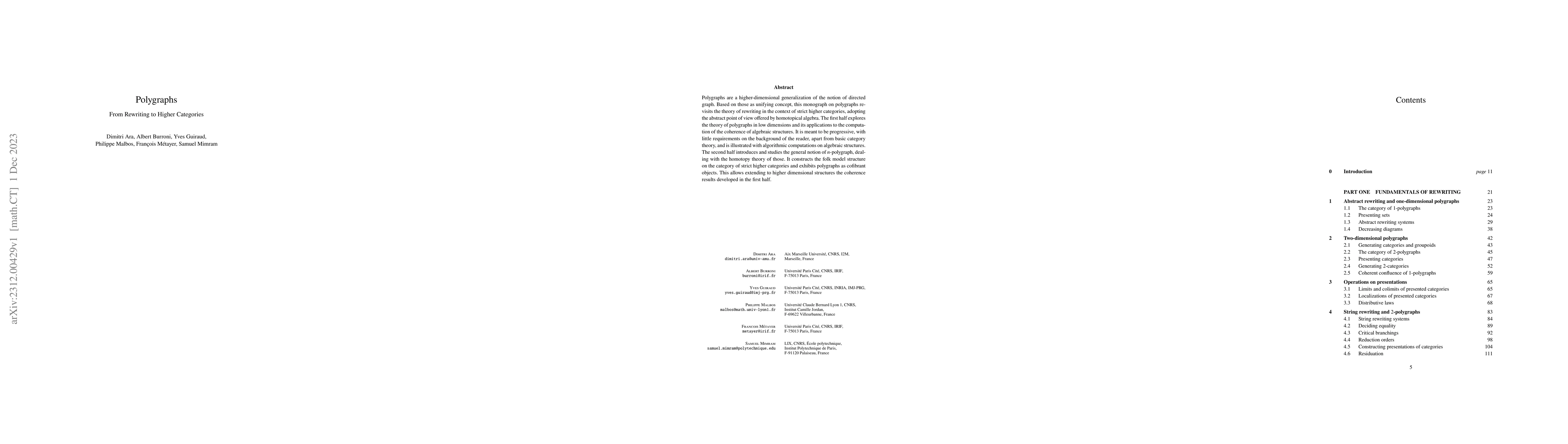 Thumbnail for Polygraphs: From Rewriting to Higher Categories