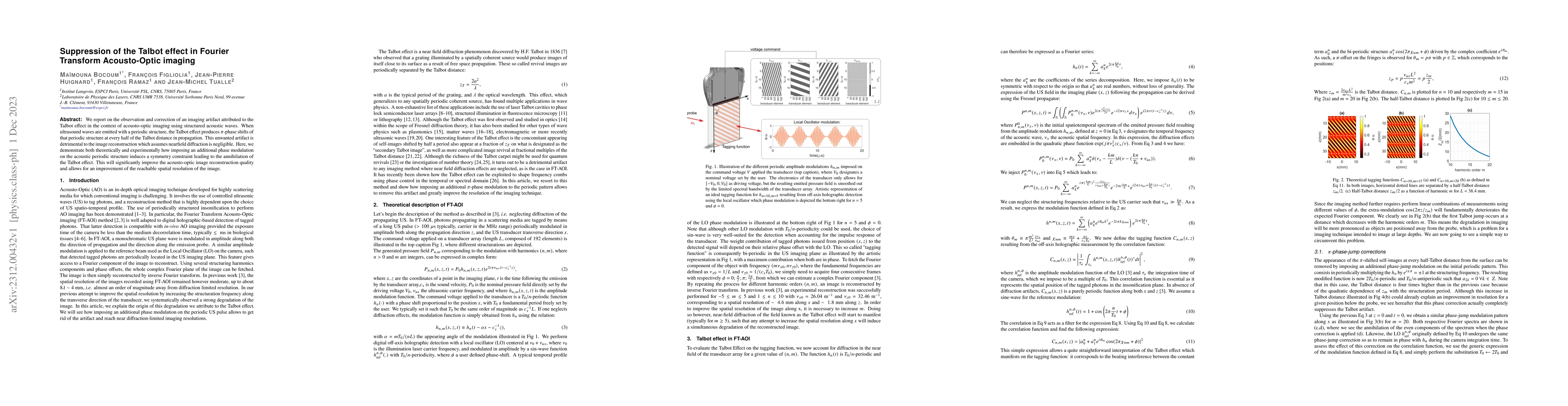 Thumbnail for Suppression of the Talbot effect in Fourier transform acousto-optic
  imaging