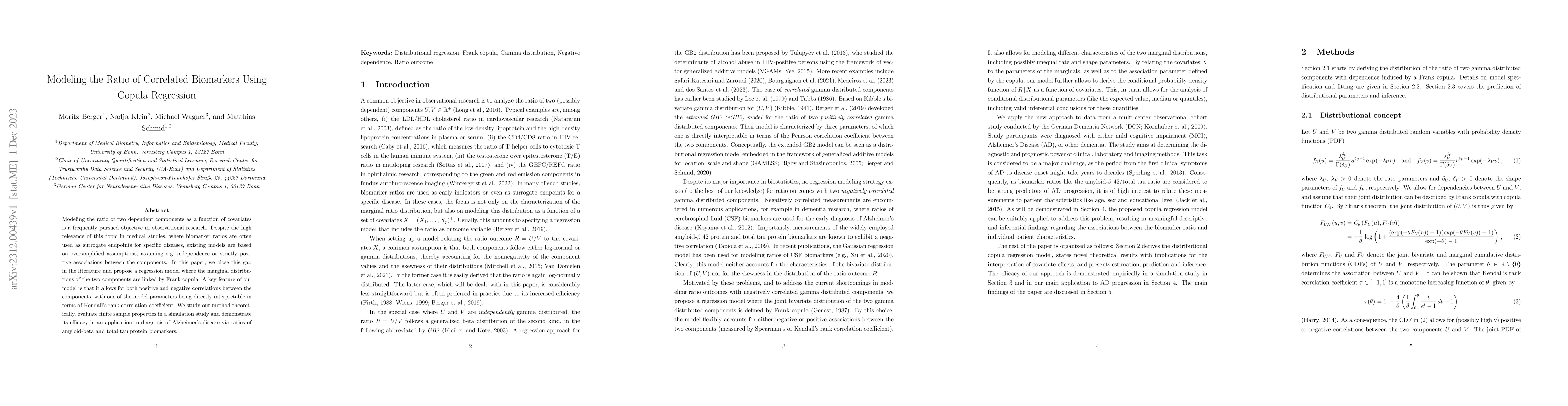 Thumbnail for Modeling the Ratio of Correlated Biomarkers Using Copula Regression