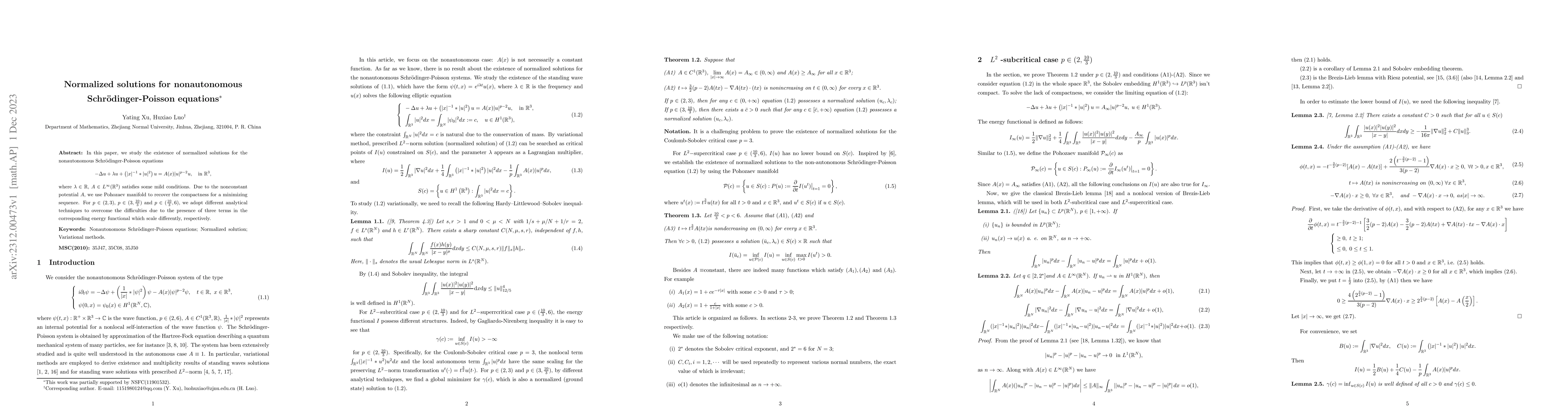Thumbnail for Normalized solutions for nonautonomous Schr\"{o}dinger-Poisson equations