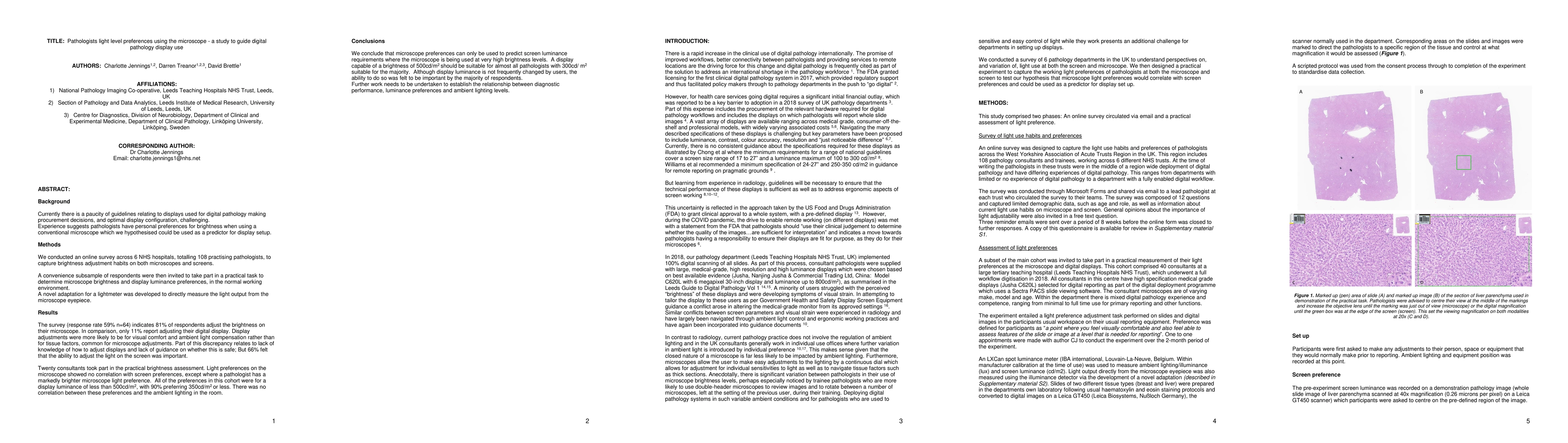 Thumbnail for Pathologists light level preferences using the microscope -- a study to
  guide digital pathology display use