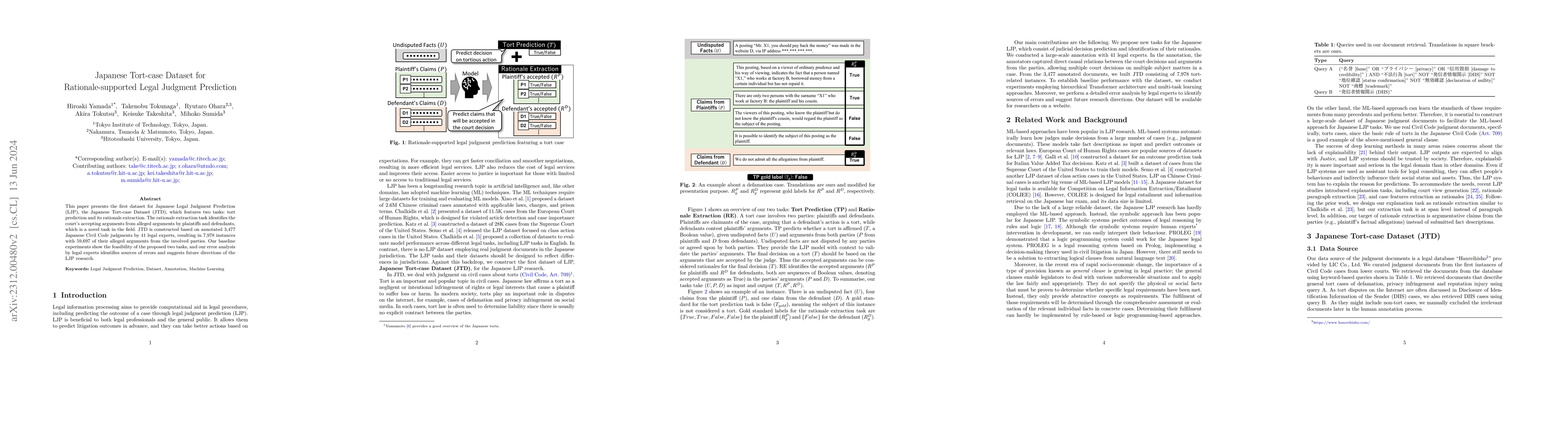 Thumbnail for Japanese Tort-case Dataset for Rationale-supported Legal Judgment
  Prediction