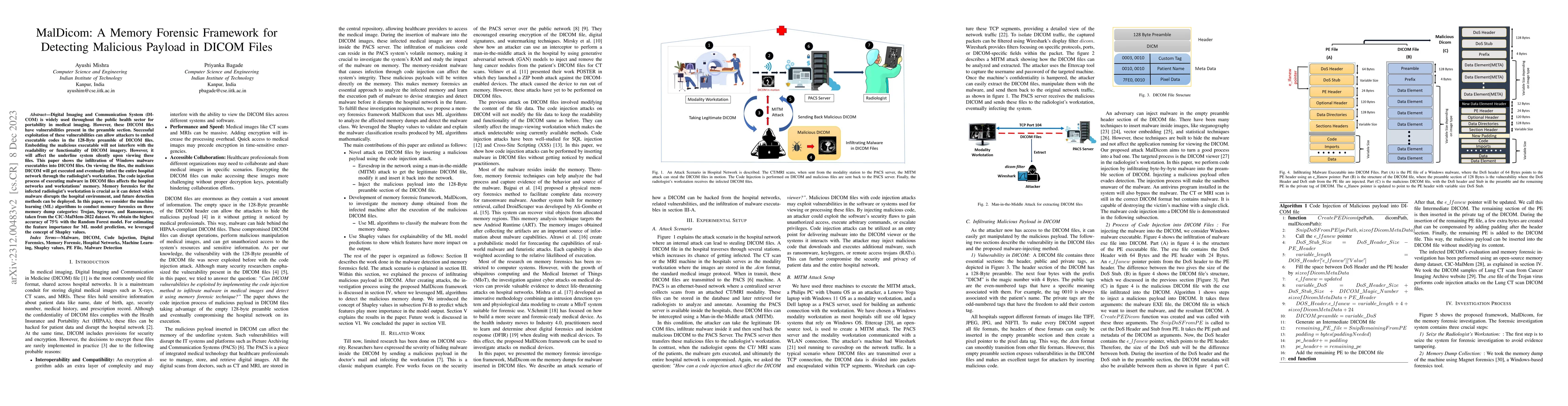 Thumbnail for MalDicom: A Memory Forensic Framework for Detecting Malicious Payload in
  DICOM Files