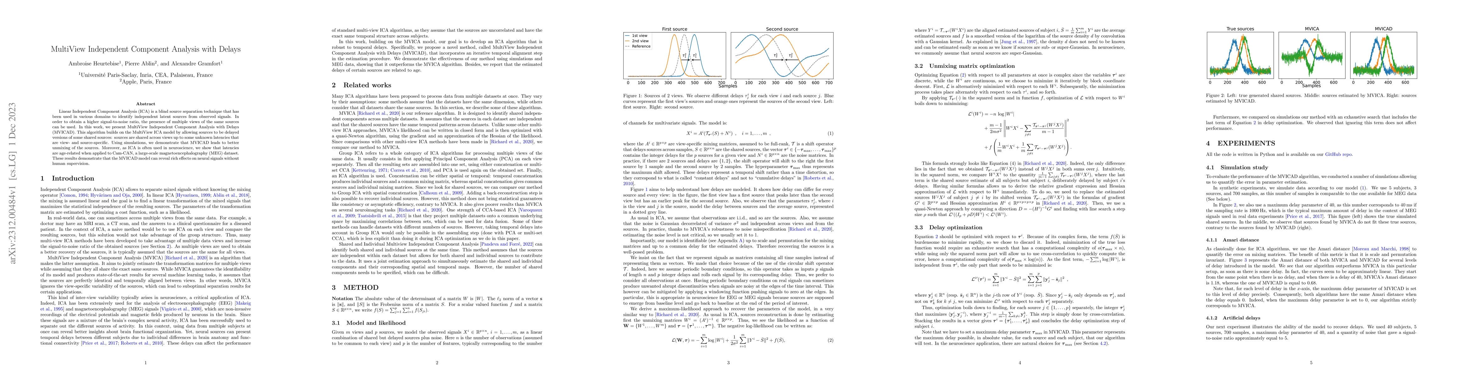 Thumbnail for MultiView Independent Component Analysis with Delays