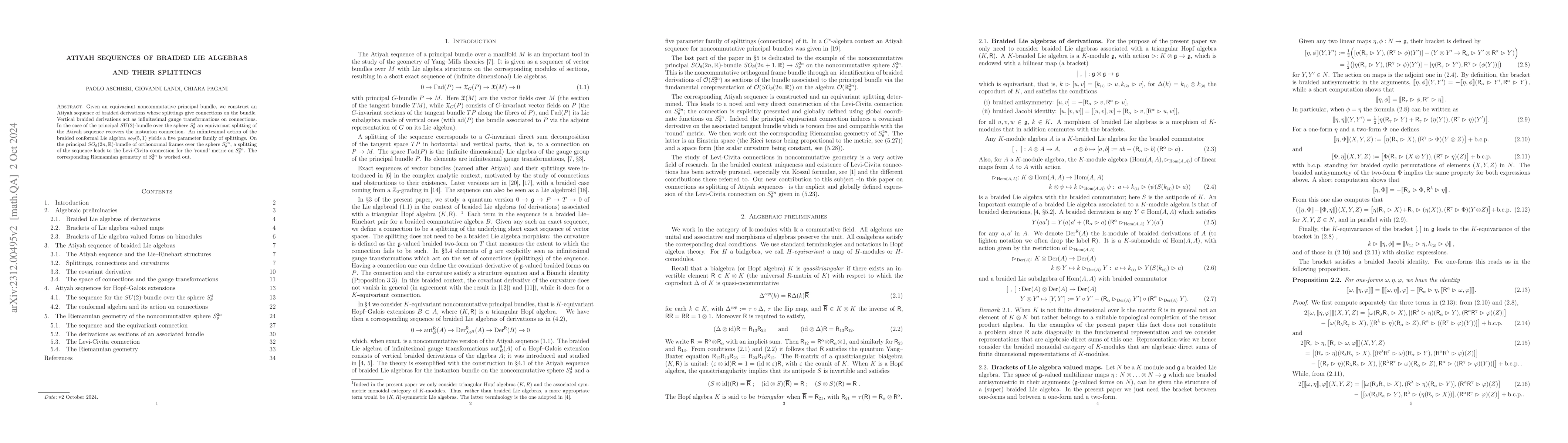 Thumbnail for Atiyah sequences of braided Lie algebras and their splittings