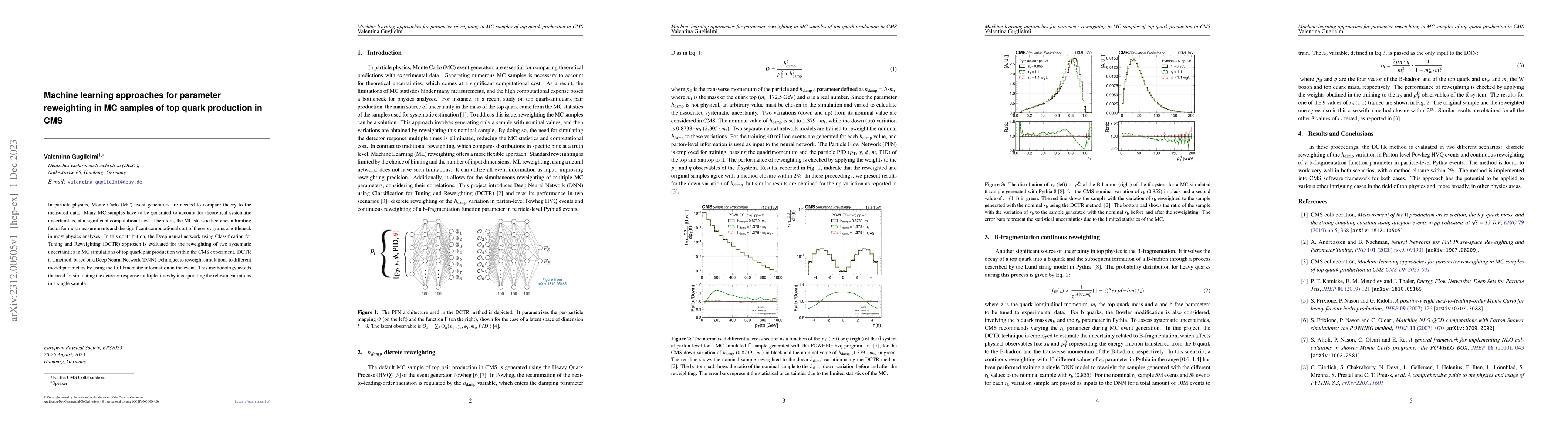Thumbnail for Machine learning approaches for parameter reweighting in MC samples of
  top quark production in CMS