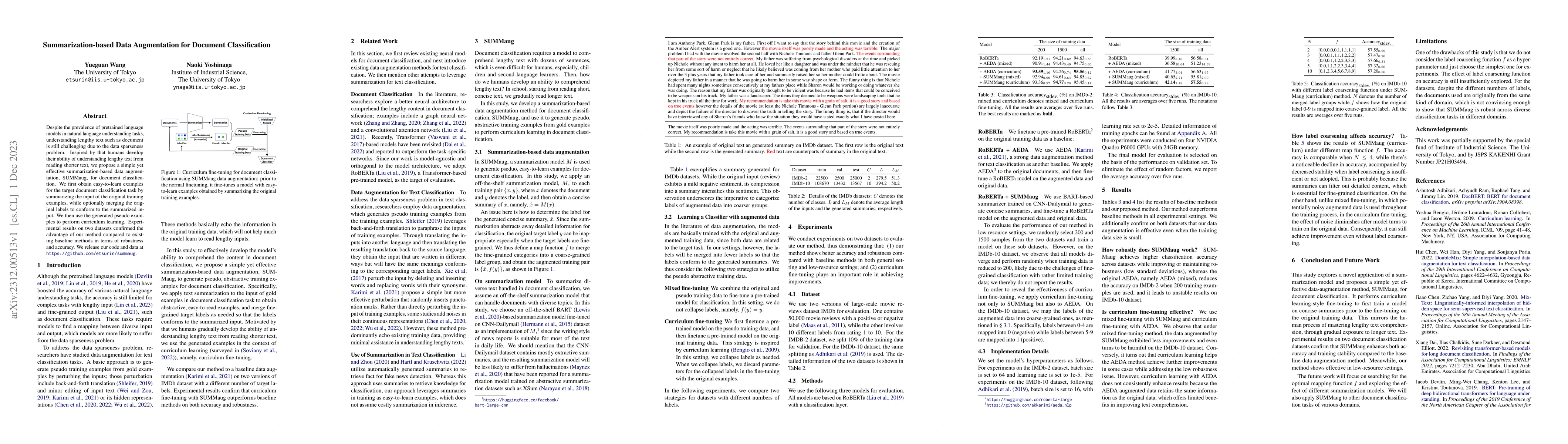 Thumbnail for Summarization-based Data Augmentation for Document Classification