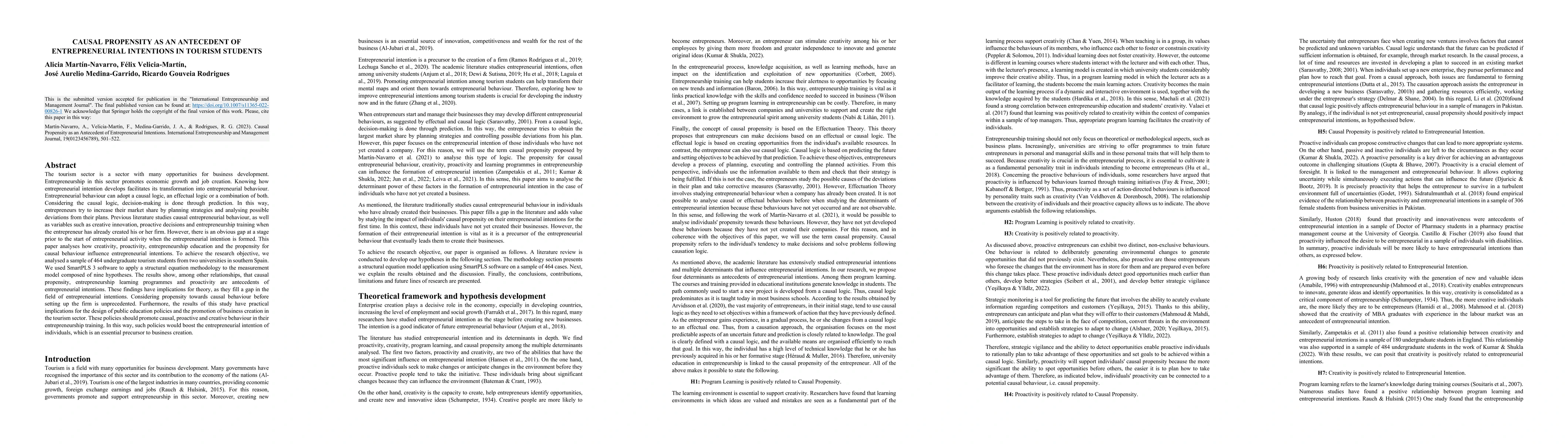 Thumbnail for Causal propensity as an antecedent of entrepreneurial intentions in
  tourism students